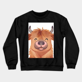 Cute Highland Cow Smiling Watercolor Painting Crewneck Sweatshirt